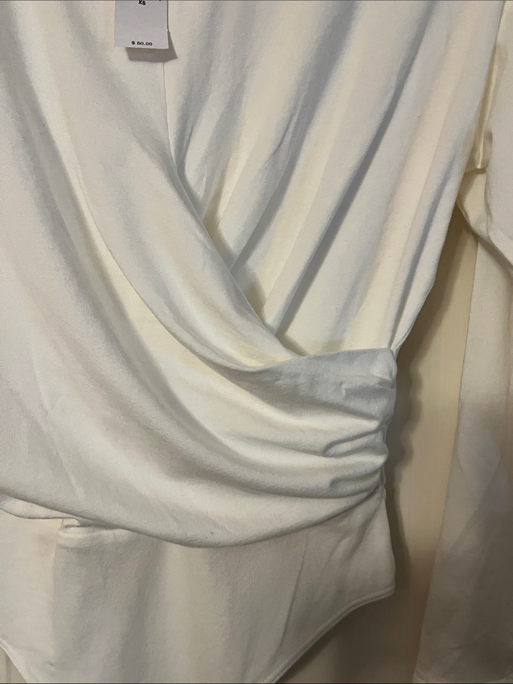 Banana Republic Cream Faux-Wrap Long Sleeve Bodysuit - Picture 5 of 5